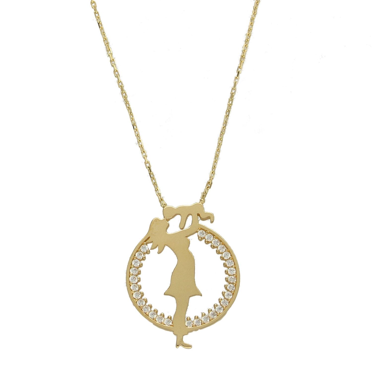 Złoty naszyjnik dla mamy z zawieszką i cyrkonią 'Mama i Dziecko' NA 2417.jpg